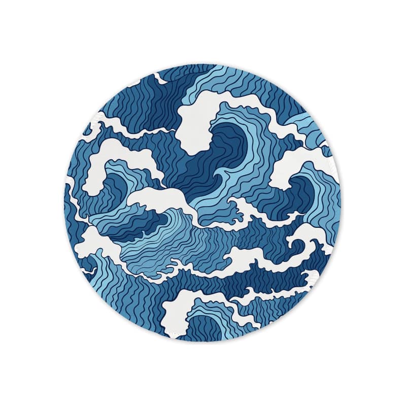Resource Ludis - Round Premium Textured Mouse Pad - Japanese Waves