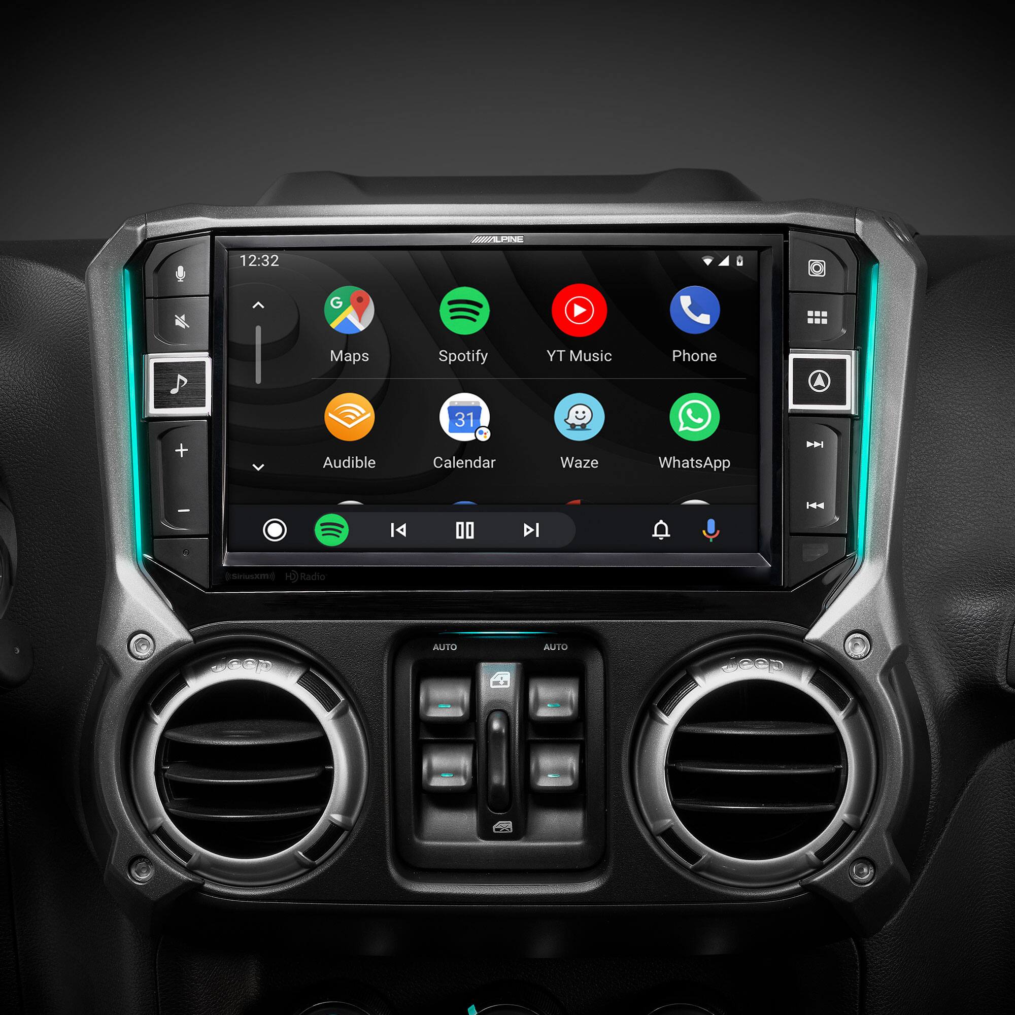 12:32  
G Maps Spotify TY Music Phone A 31 + Audible Calendar Waze WhatsApp  
I H DI DI sooskm Radio AUTO AUTO deen