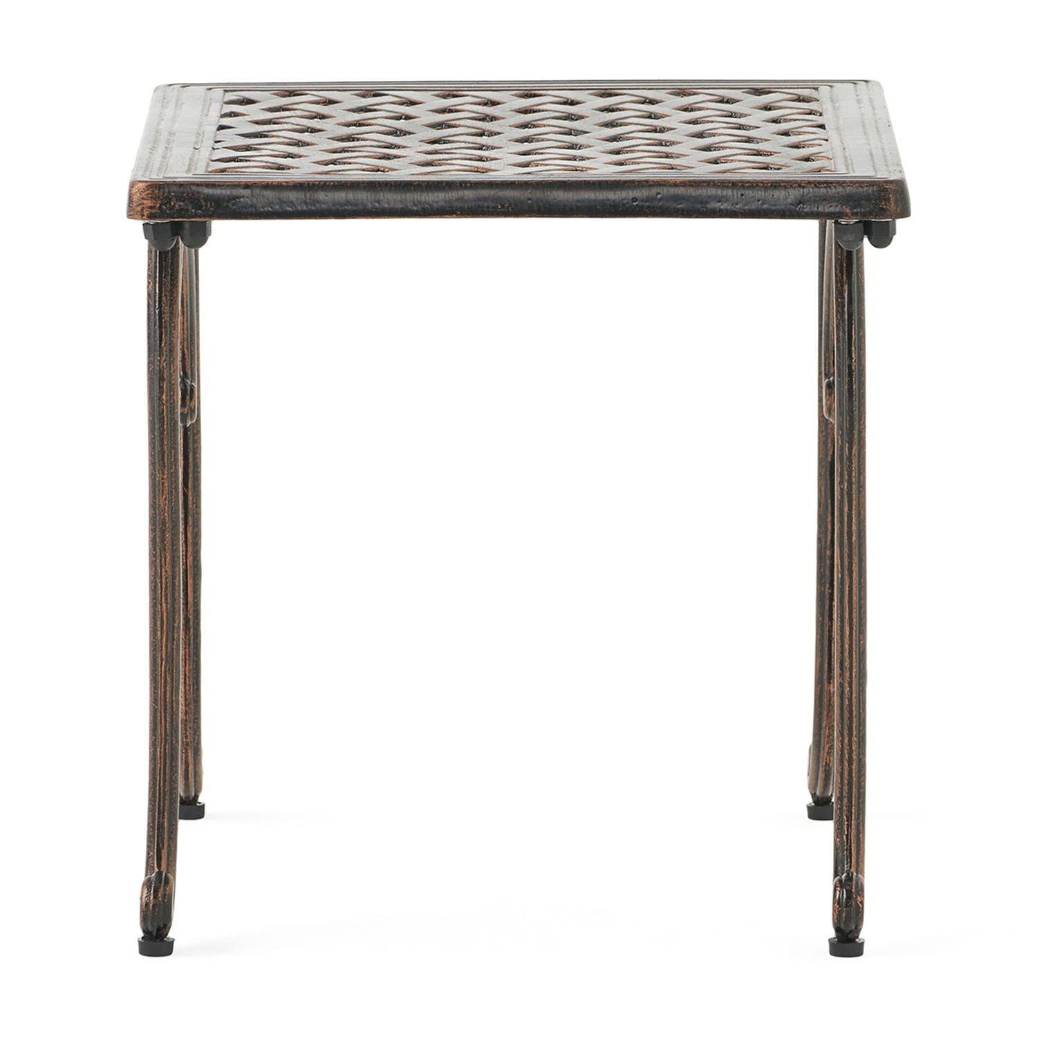 Back. Kadyn - Aluminum Side/End Table, Anti-Rust Coffee Bistro Table for Outdoor, Patio, Indoor, Garden, Porch, Balcony - Brown.
