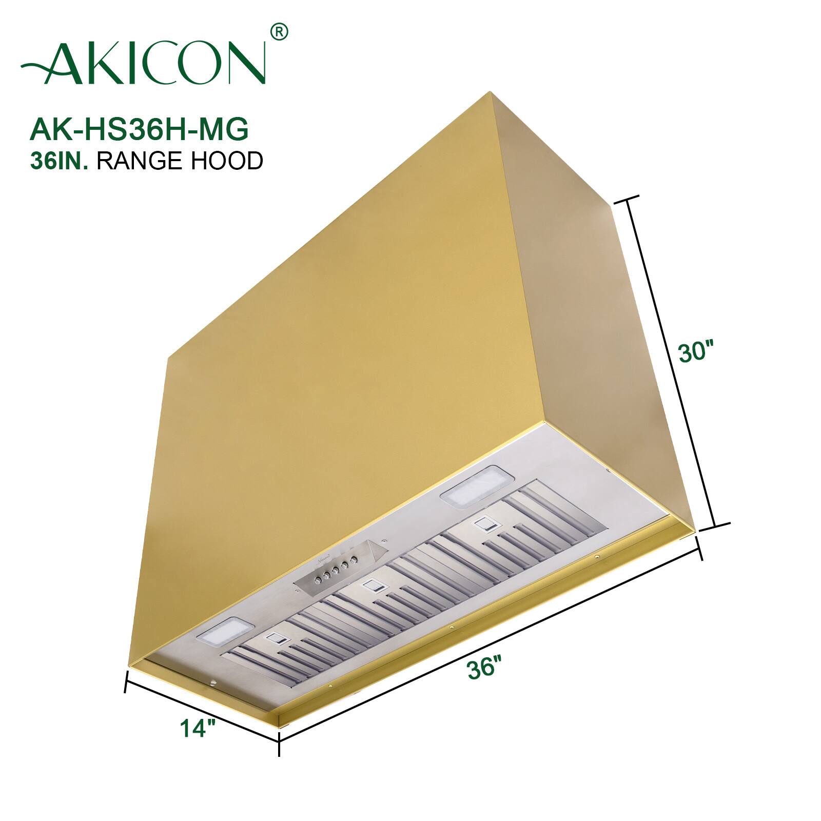 AKICON AK-HS36H-MG 36IN. RANGE HOOD 30" 1 79199 a 36" 14"