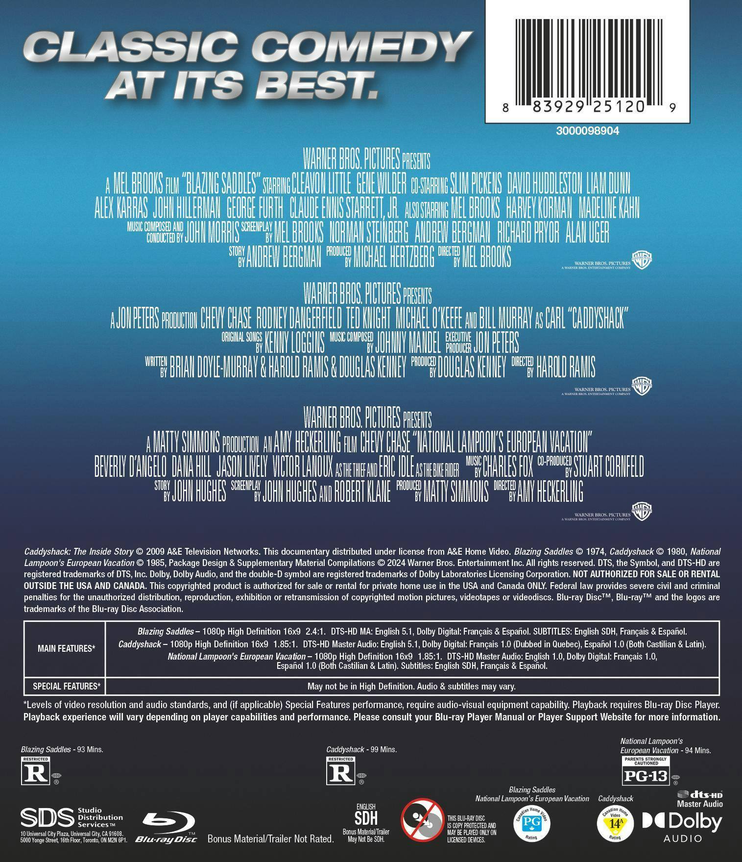 Angle. Blazing Saddles/Caddyshack/National Lampoon's European Vacation (Box Set) [Blu-ray].