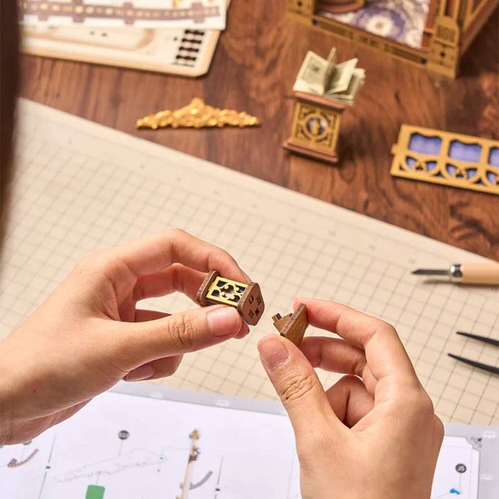 Alt View 2. 3D Puzzle - DIY 3D Book Nook Kit: Library of Wonders 258 pieces.