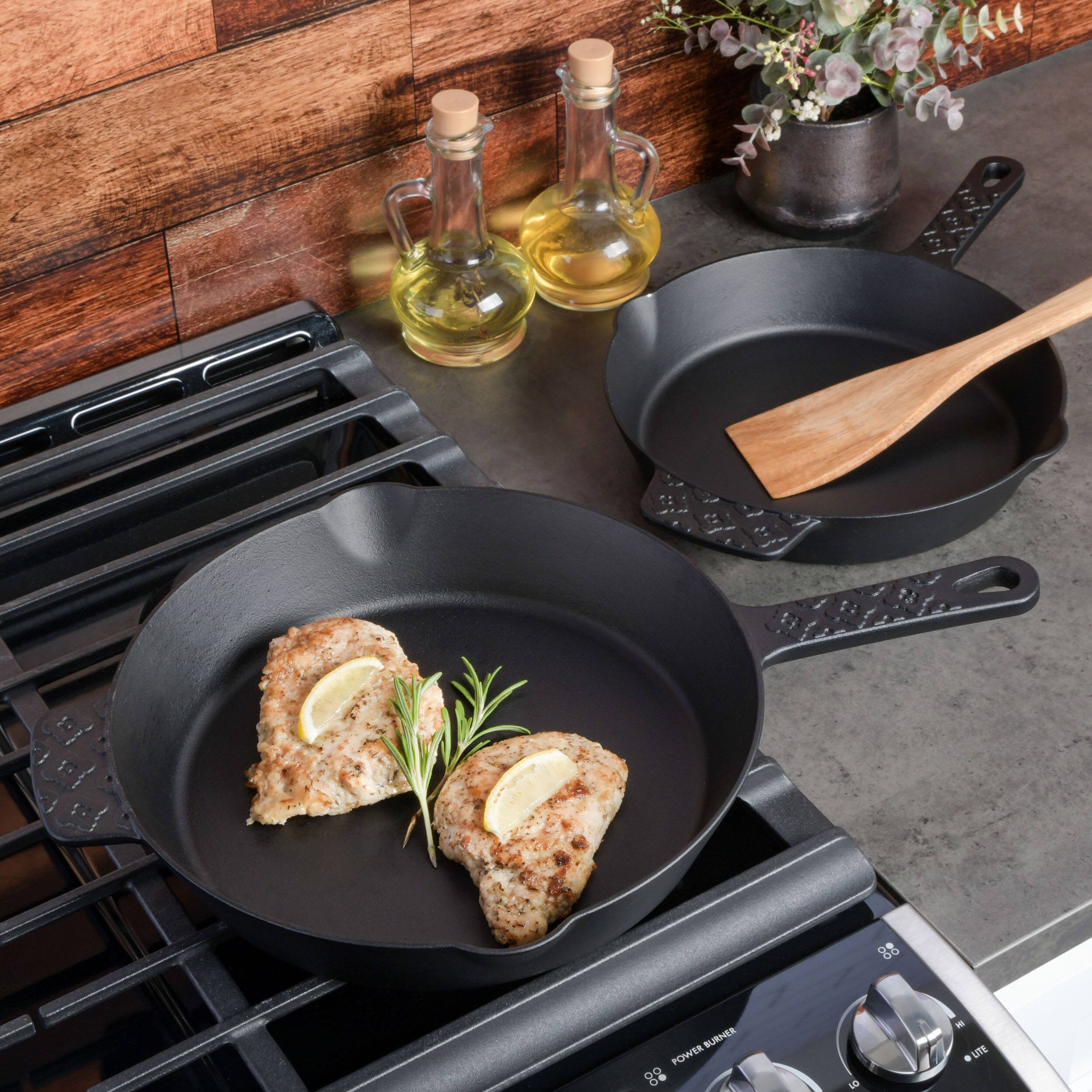 Gibson - Spice by Tia Mowry Savory Saffron Preseasoned 10 Inch Cast Iron Skillet - Black - Thumbnail 4