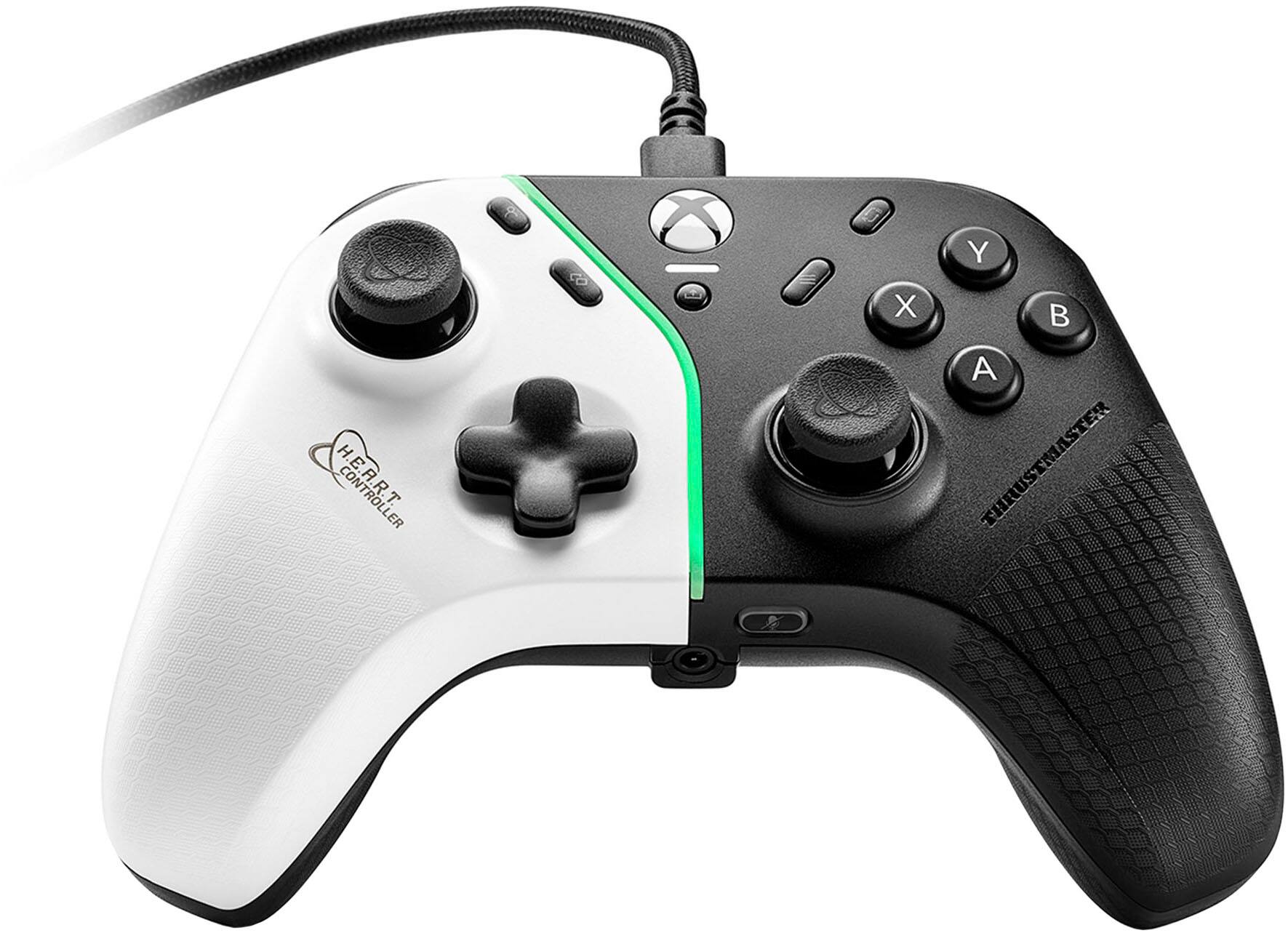 The text on the image reads "X Y B A THRUSTMASTER THRUSSTER." To group and correct the text, we can separate the individual letters and arrange them in the correct order. The correct text should read "X Y B A THRUSTMASTER THRUSTER."