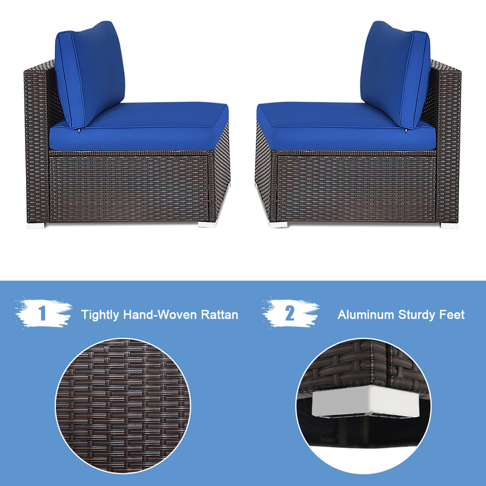 1. Tightly Hand-Woven Rattan  
2. Aluminum Sturdy Feet