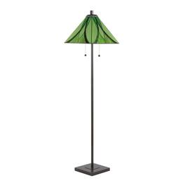 Loheer - 63 Inch Floor Lamp Oil Rubbed Bronze Metal Standing Light with Elegant Green Glass Shade for Bedroom Living Room - Bronze,Green