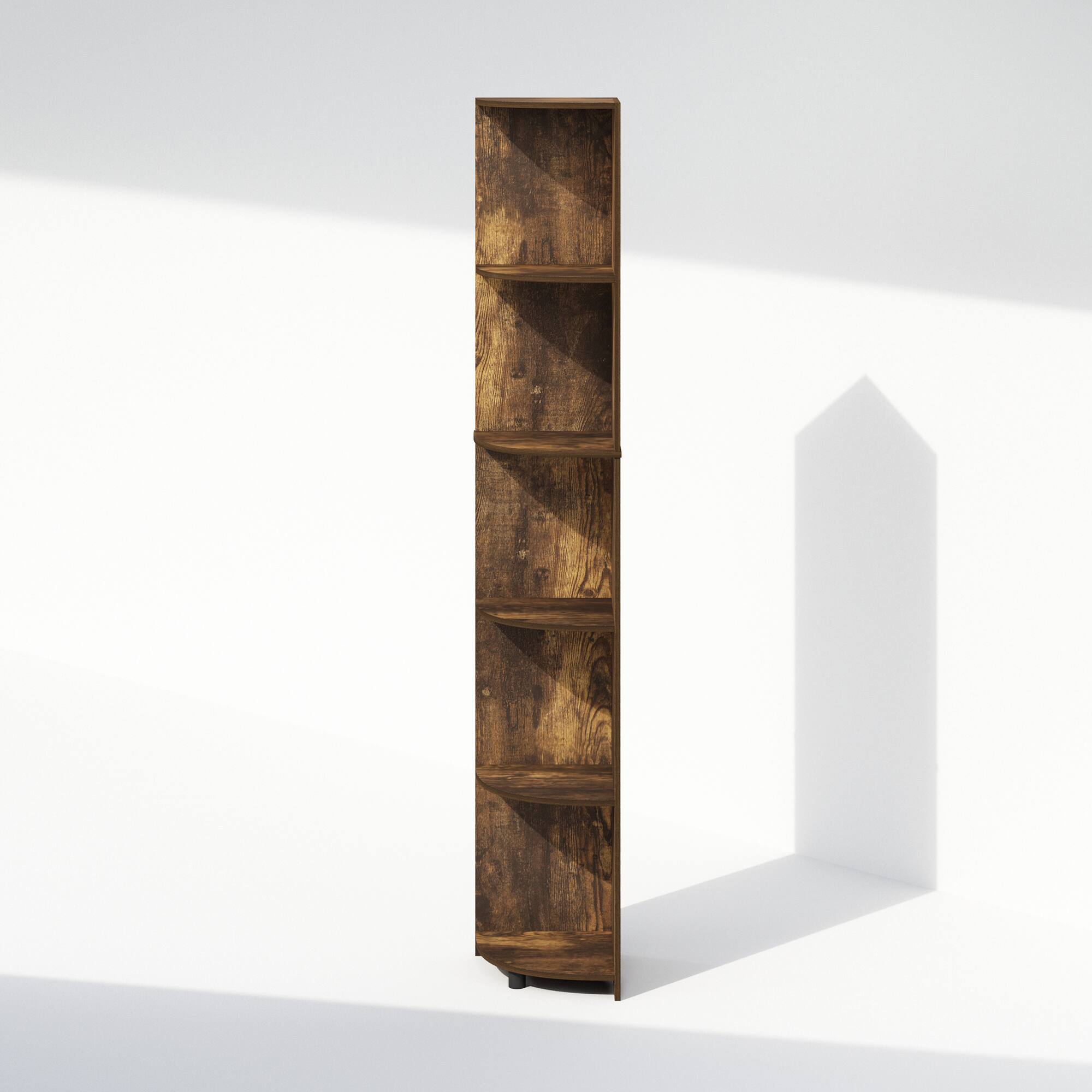 Alt View 1. Furinno - Basic 5-Tier Corner Multipurpose Standing Shelf - Amber Pine.