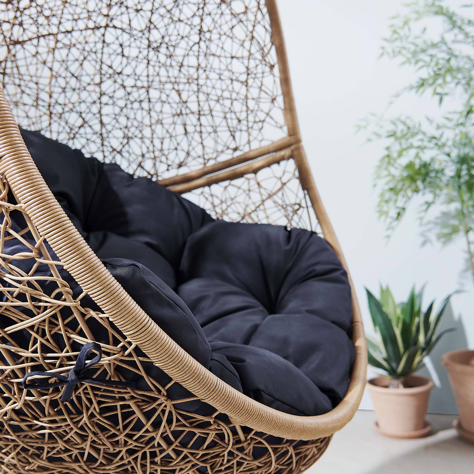 Alt View 2. Modway - Encase Outdoor Patio Rattan Swing Chair by Modway - Cappuccino Navy.
