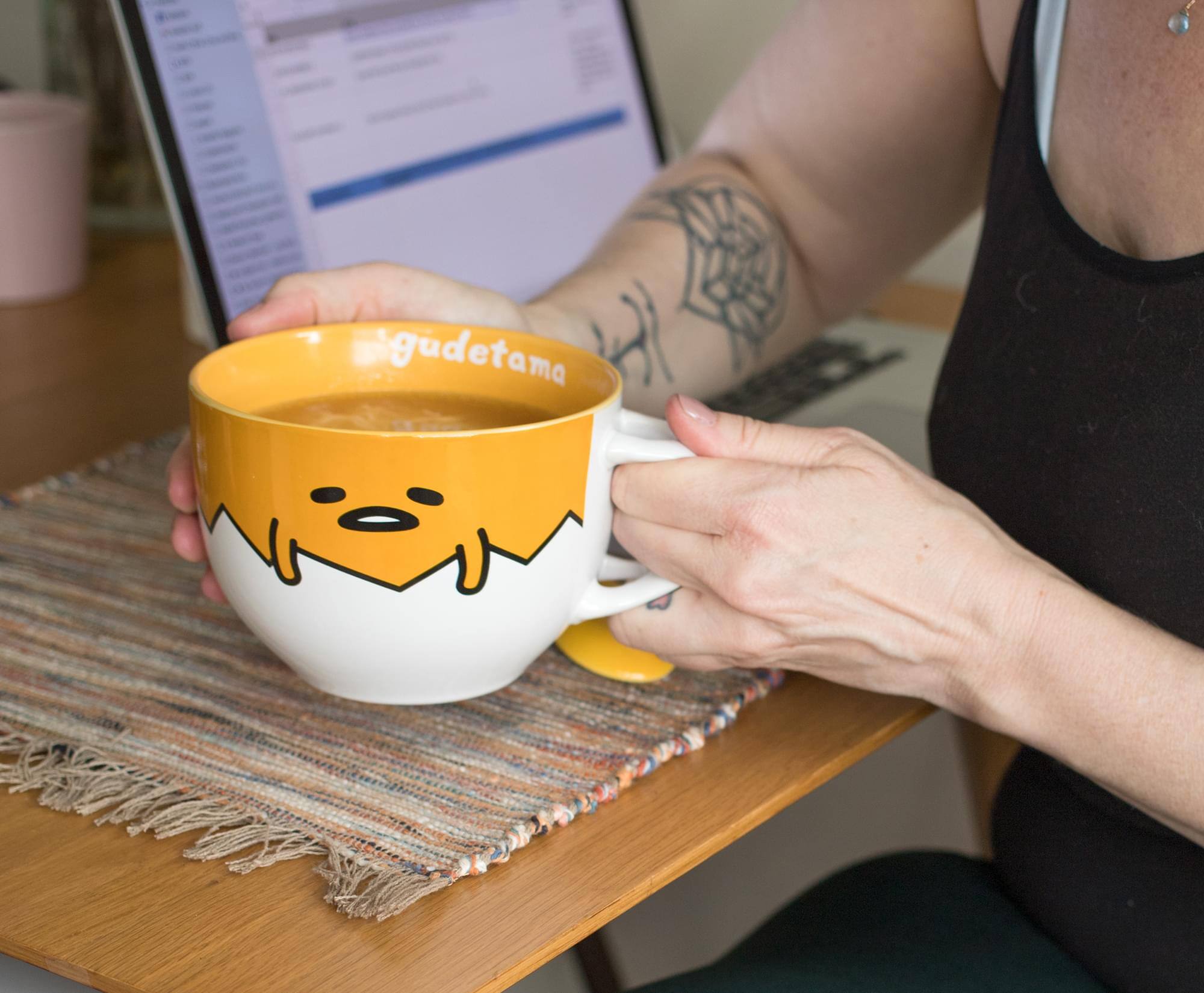 Alt View 3. Silver Buffalo - Sanrio Gudetama Ceramic Soup Mug With Spoon | Holds 24 Ounces - Orange.