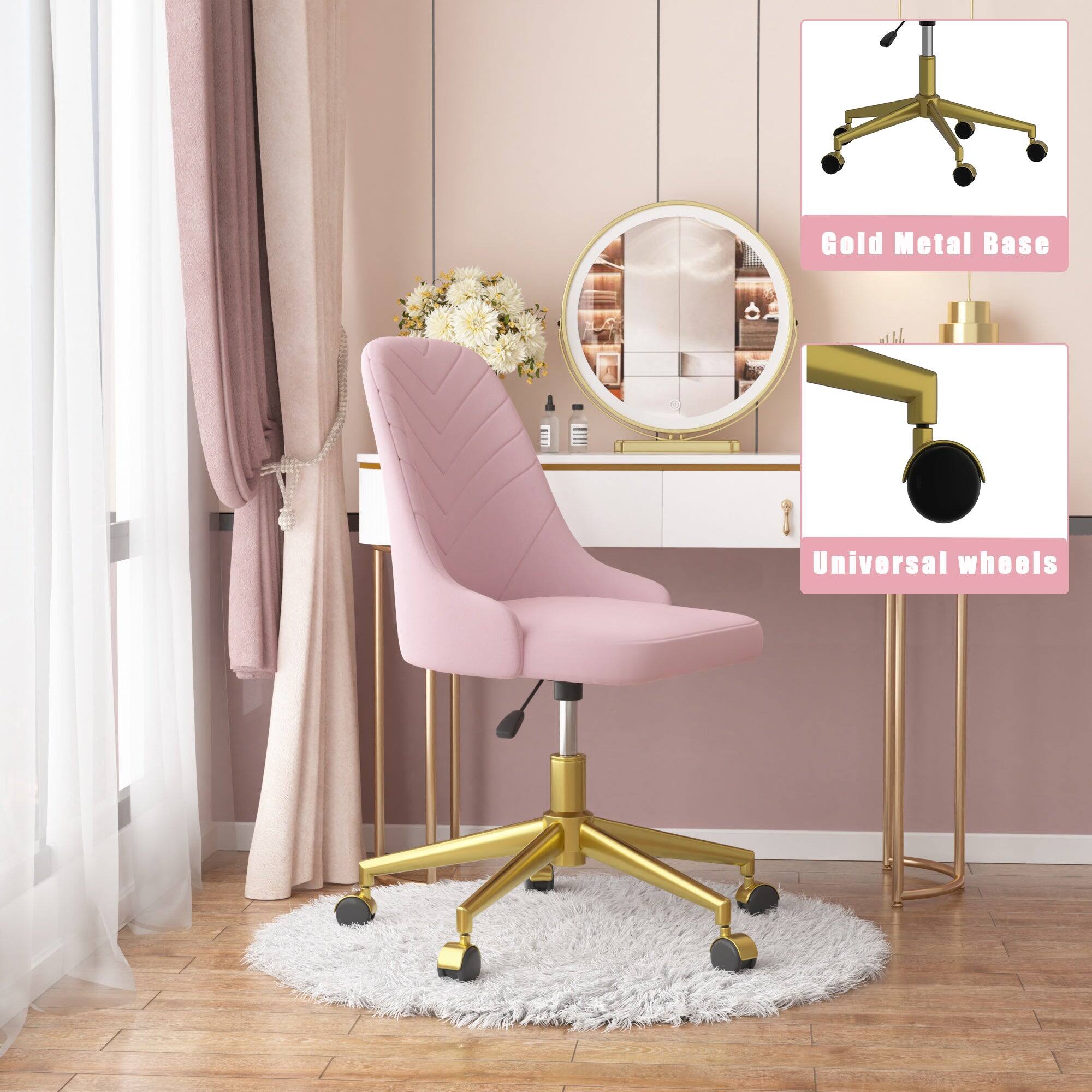 Gold Metal Base  
Universal wheels