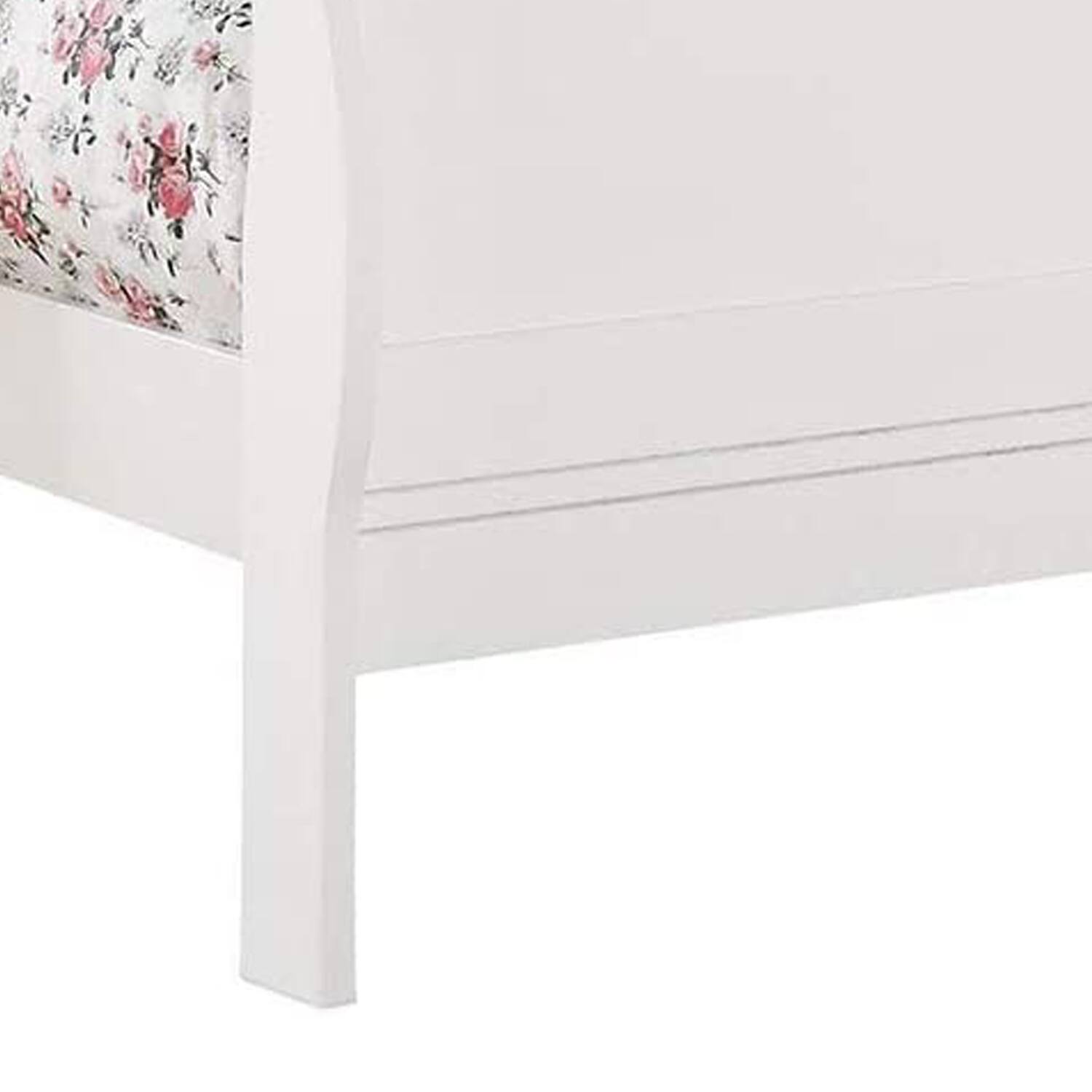 Alt View 1. Manhattan Lane - Transitional Panel Design Sleigh Twin Size Bed, White - White.
