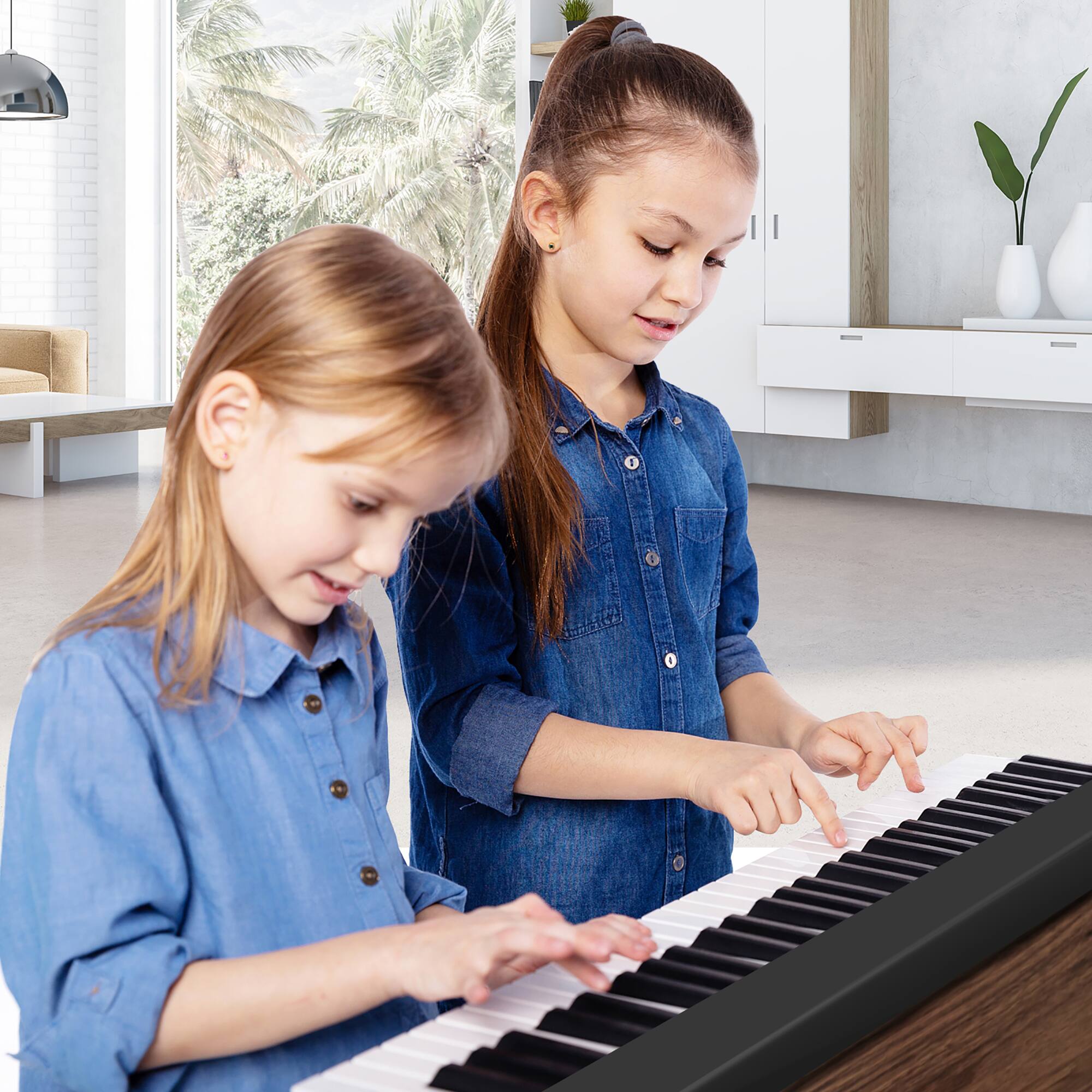 Alt View 4. Gymax - Gymax 61-Key Folding Piano Keyboard Portable Electric Piano w/ Full Size Keys Music Stand - Black.