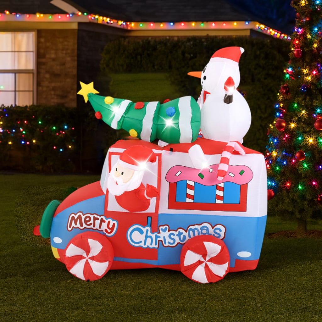 BreeBe - Christmas Inflatable 6FT Santa Claus in Festive Holiday Vehicle - Multicolor