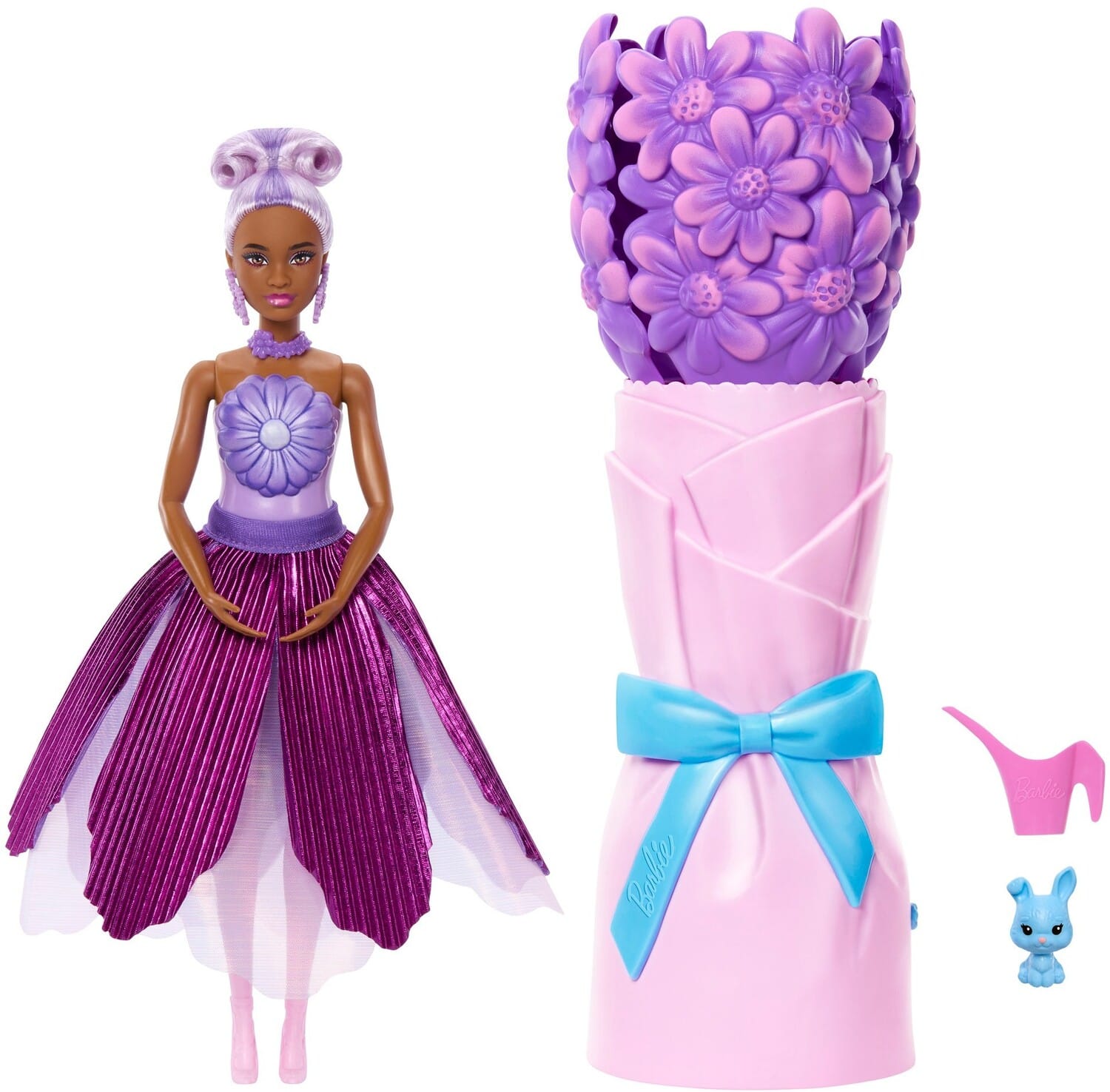 Mattel - Barbie Petal Pop Doll & Bunny, Purple - COLLECTIBLES - Multicolor