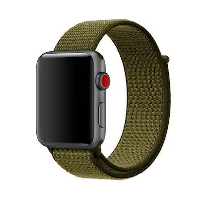 Front. StrapsCo - Everyday Comfort Nylon Watch Band For Apple Watch - 44mm/45mm/46mm/49mm - Olive Green.