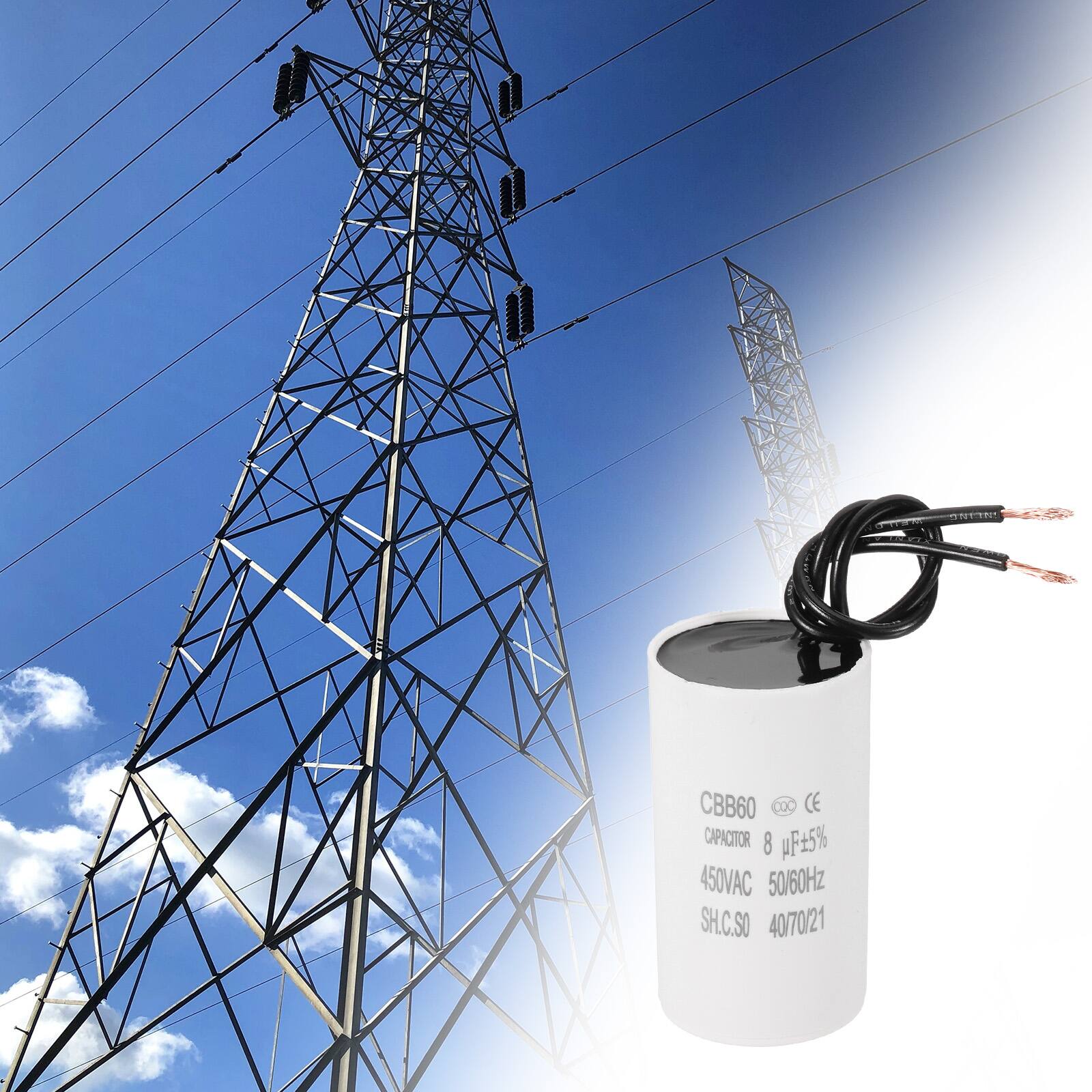 71TR CBB60 .OC CE CAPACITOR 8 µF±5% 450VAC 50/60Hz SH.C.SO 40/70/21