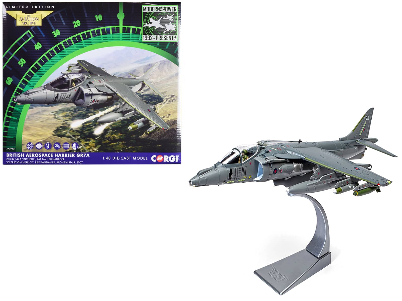 "British Aerospace Harrier GR7A Aircraft ""Afghanistan"" (2007) Royal Air Force ""The Aviation Archive"" 1/48 Model by Corgi" price history on PriceWatchPro