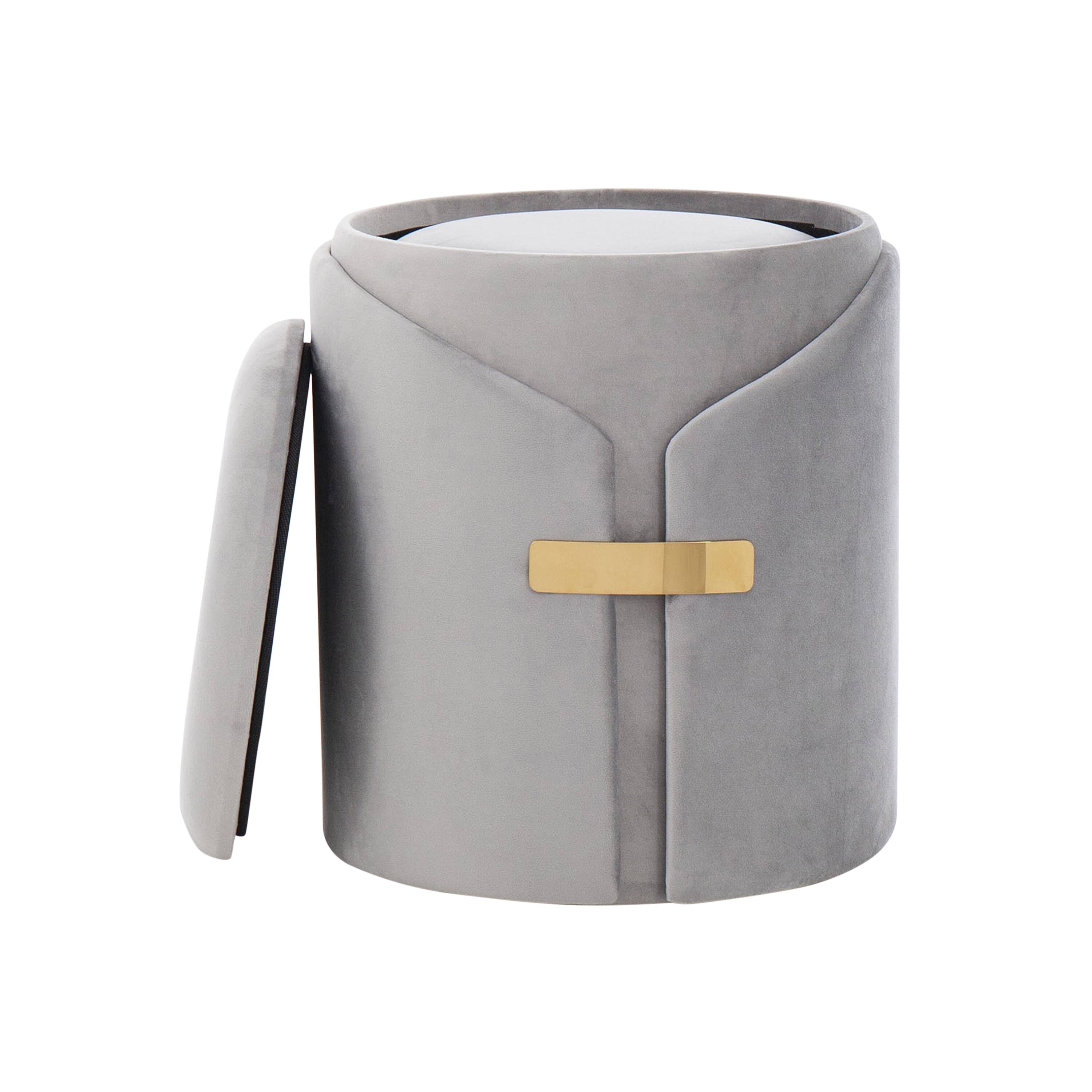 Alt View 1. Tiramisubest - Dahlia Contemporary/Glam Nesting Ottoman Set in Silver Velvet with Gold Metal Accent Pieces by LumiSource - Gray.