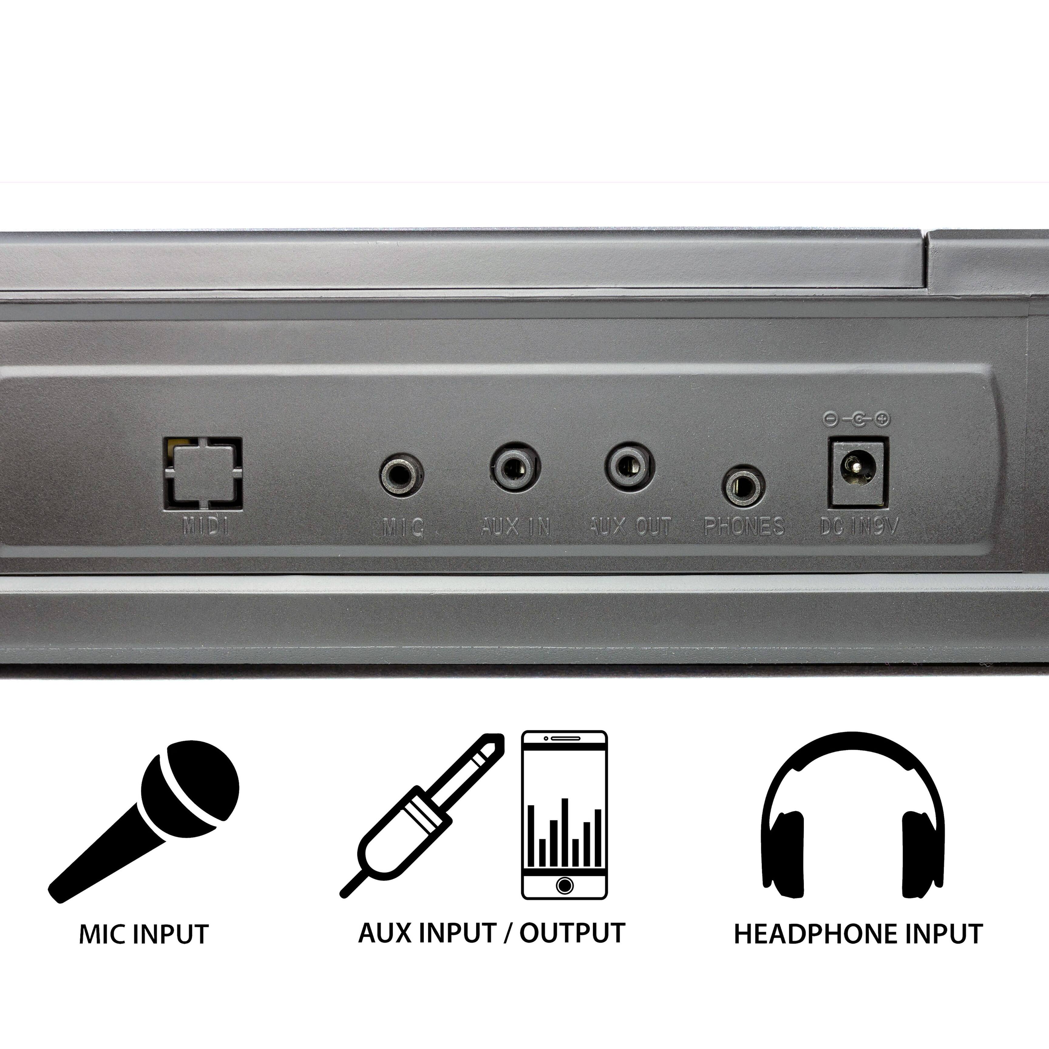 MIC INPUT, AUX INPUT/OUTPUT, HEADPHONE INPUT