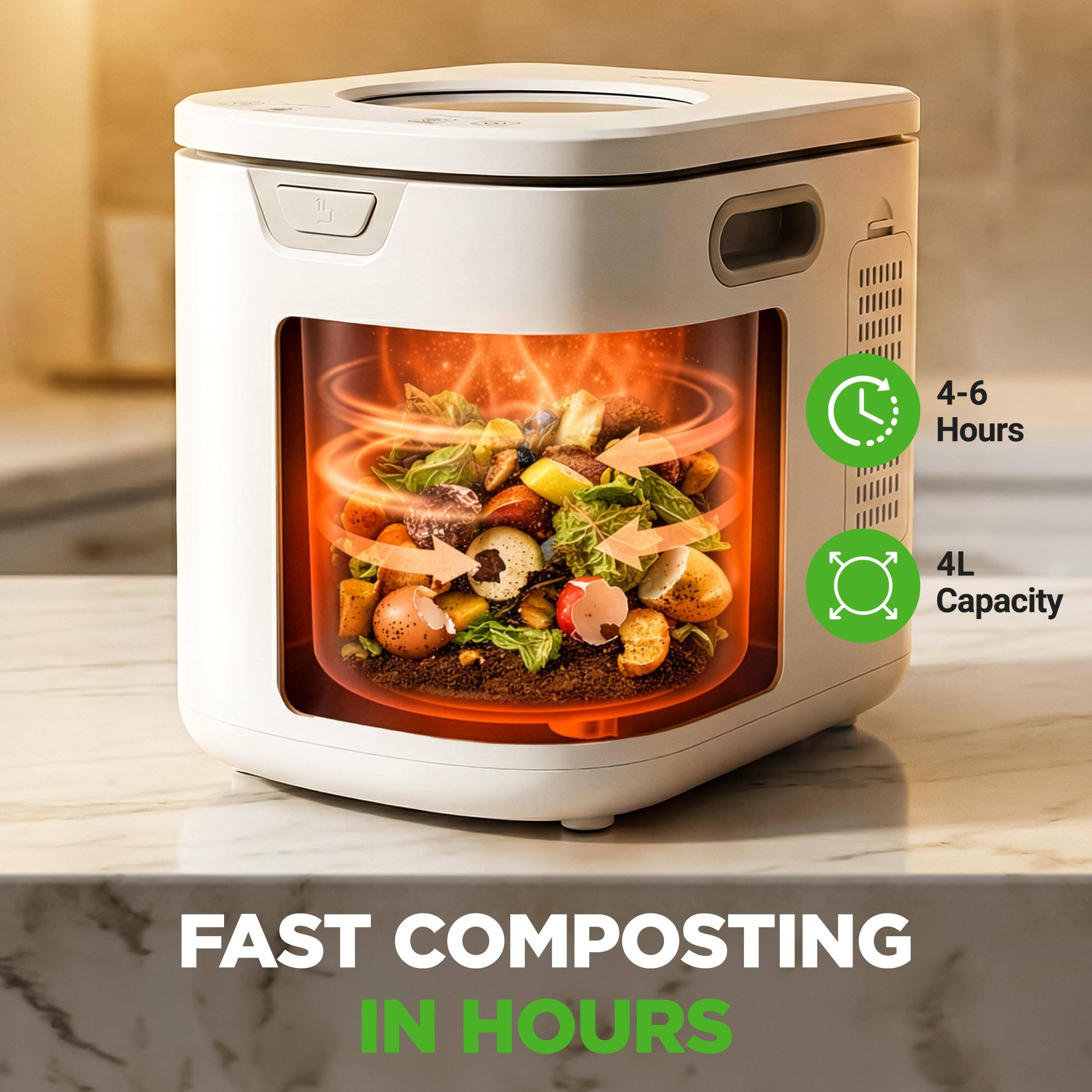 FAST COMPOSTING IN HOURS

4-6 Hours
4L Capacity