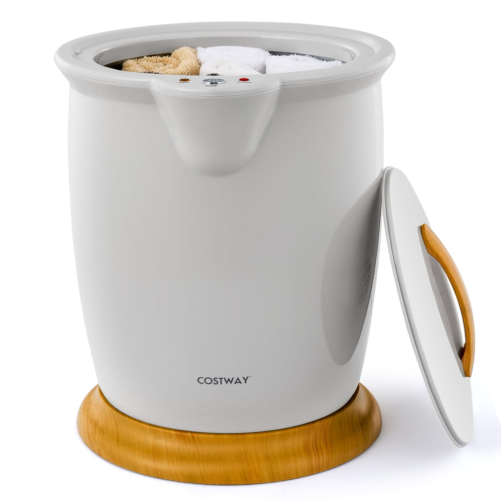 Front. Costway - Bathroom Towel Warmer Bucket with Fragrance Holder & Auto Shut Off - Grey.