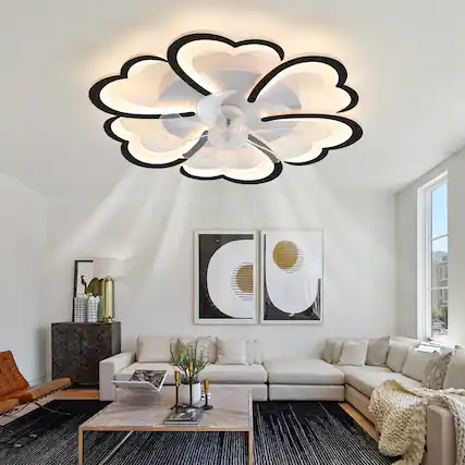 Front. TinyHomie - 267In Black Ceiling Fan with Lights Remote Control 3 Color Temperatures 6 Gear wind Speed Fan Light.