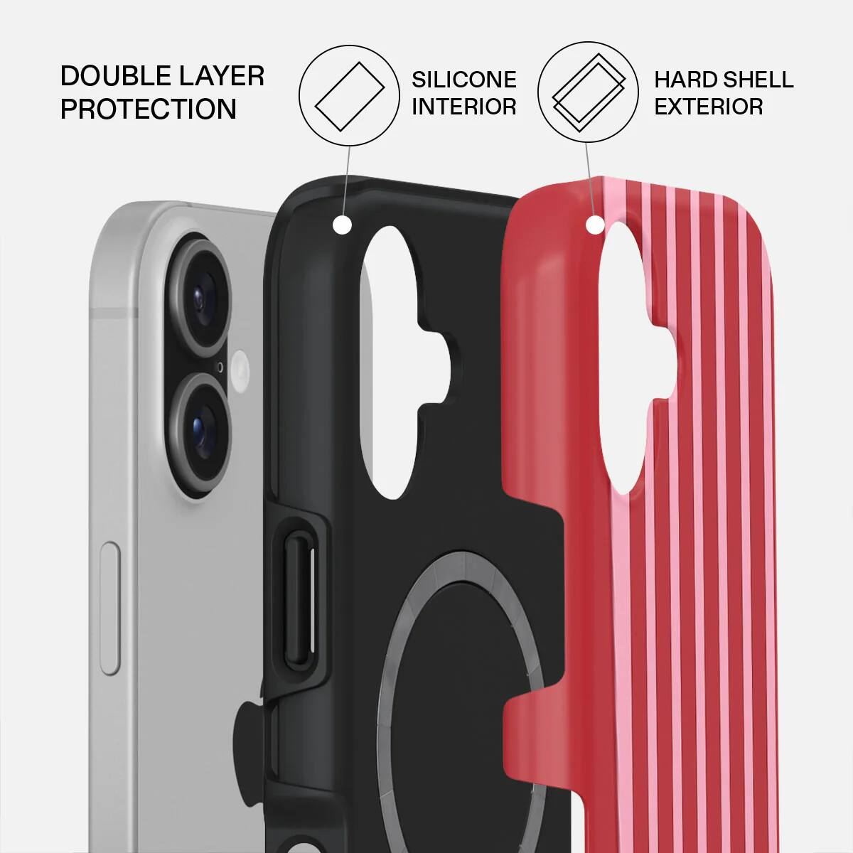 DOUBLE LAYER PROTECTION  
SILICONE INTERIOR  
HARD SHELL EXTERIOR