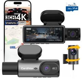 CardiVox - A21 3-Channel 4K Dash Cam, STARVIS 2 IMX675, Dash Camera Built-in GPS & ADAS, WiFi, Supercapacitor, 256GB.
