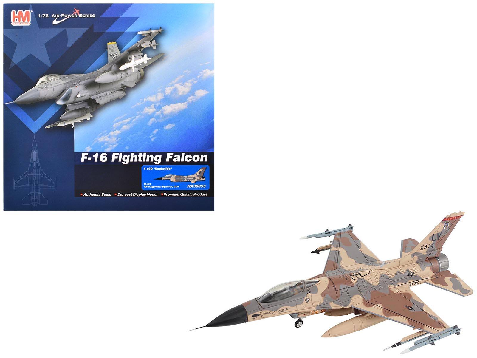 HM 1:72 AIR-POWER SERIES  
F-16 Fighting Falcon  
F-16C "Hockside"  
AA - Ng Rhego  
HA38055  
Authentic Scale  
Die-cast Display Model  
Premium Quality Product  
LV 474  
AFRC  
86-474  
AFRC  
HA38055  
Premium Quality Product