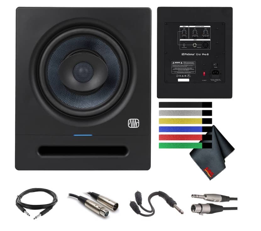PreSonus - Eris Pro 8 2-Way Biamped, Active, 8" Coaxial Studio Monitor Bundle
