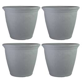 Sunnydaze - 24 in Anjelica Dual-Wall Polyresin Planter - Set of 4 - Light Gray