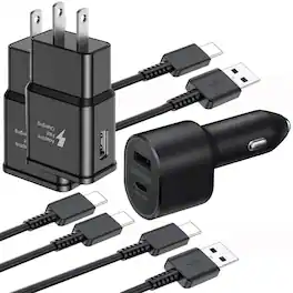 Kitcheniva - Premium Charger Bundle Samsung Fast Charging 6 Pack - Black