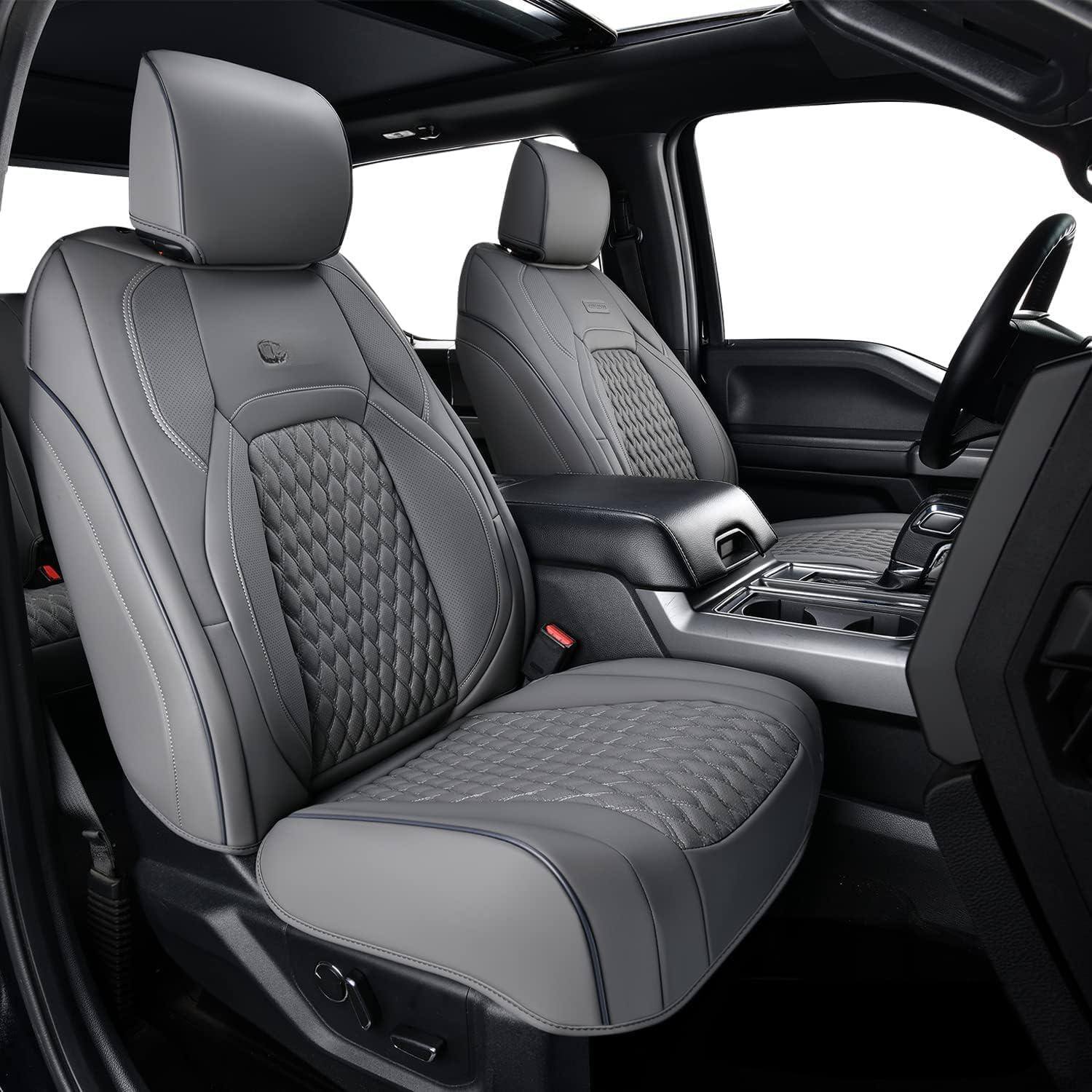 Front. VEGA AUTOMOTIVE - Ford F150 Seat Covers Full Set Car Waterproof Faux Leather Coverage Protector Pickup Truck Cushion Cover Fit - Waterproof-black 4 Sets.