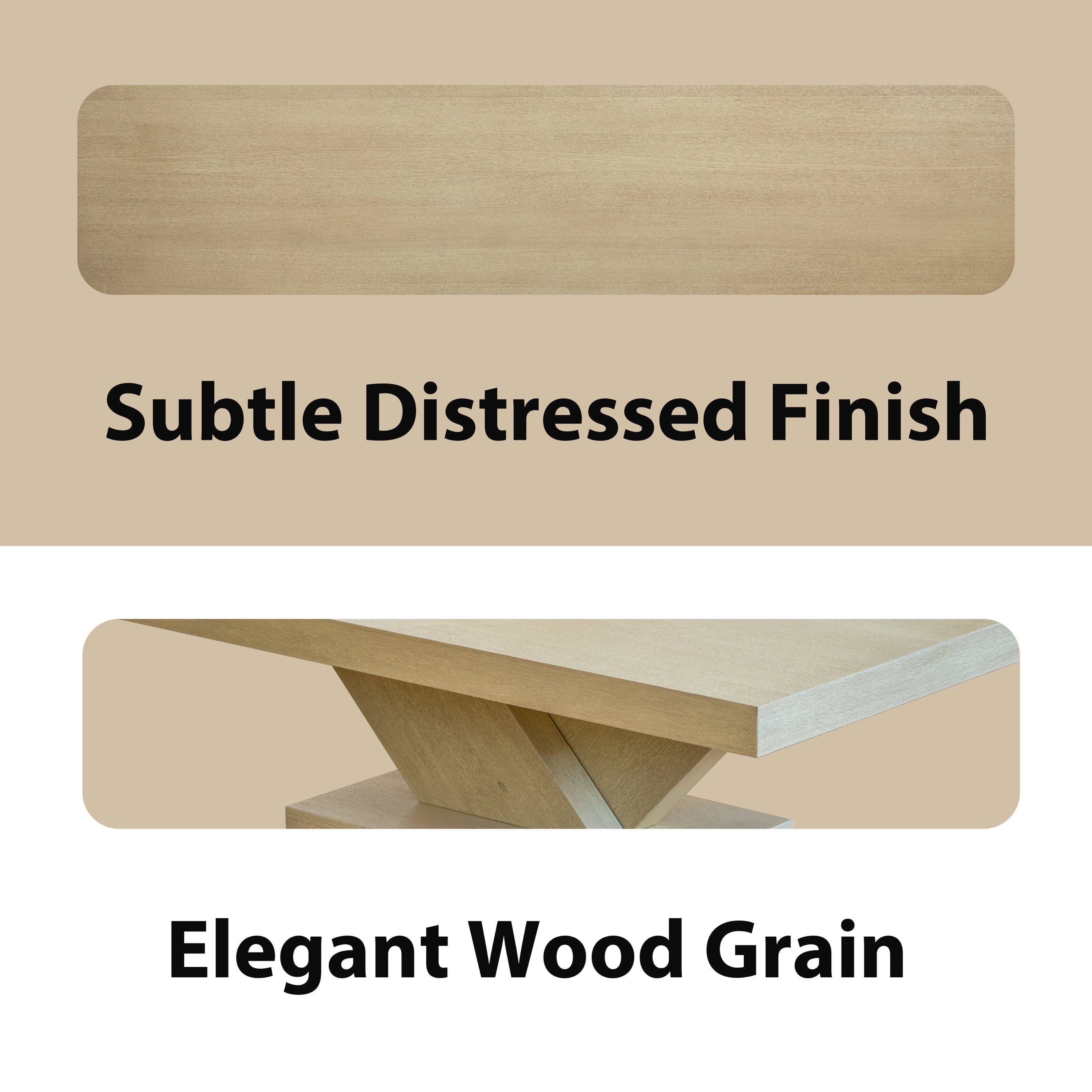 Subtle Distressed Finish  
Elegant Wood Grain