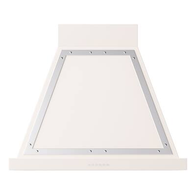 Front. ILVE - ILVE Nostalgie II Noblesse 30 inch Ducted Wall Mount Range Hood with 600 CFM (Antique White, Chrome Trim) - Antique White.