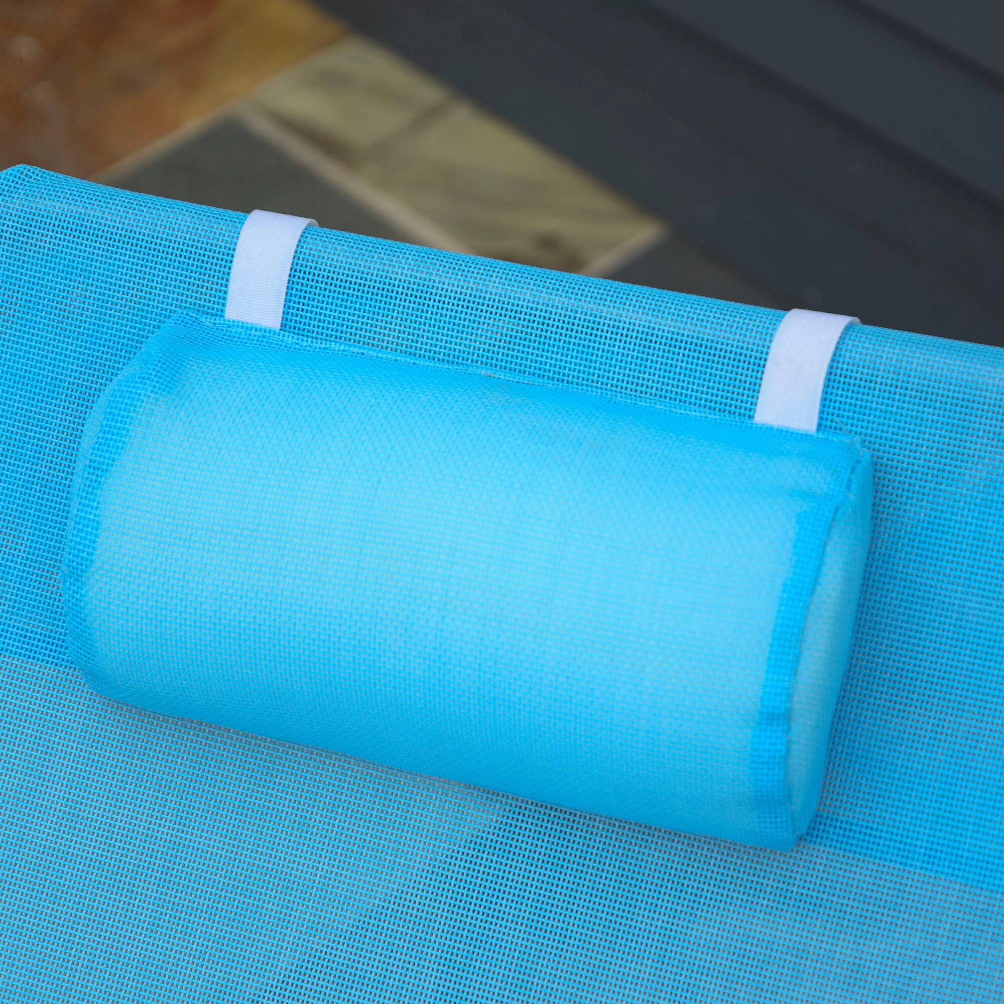 Alt View 7. Outsunny - Folding Chaise Lounge Pool Chairs, Outdoor Sun Tanning Chairs with Pillow, Reclining Back - Blue.