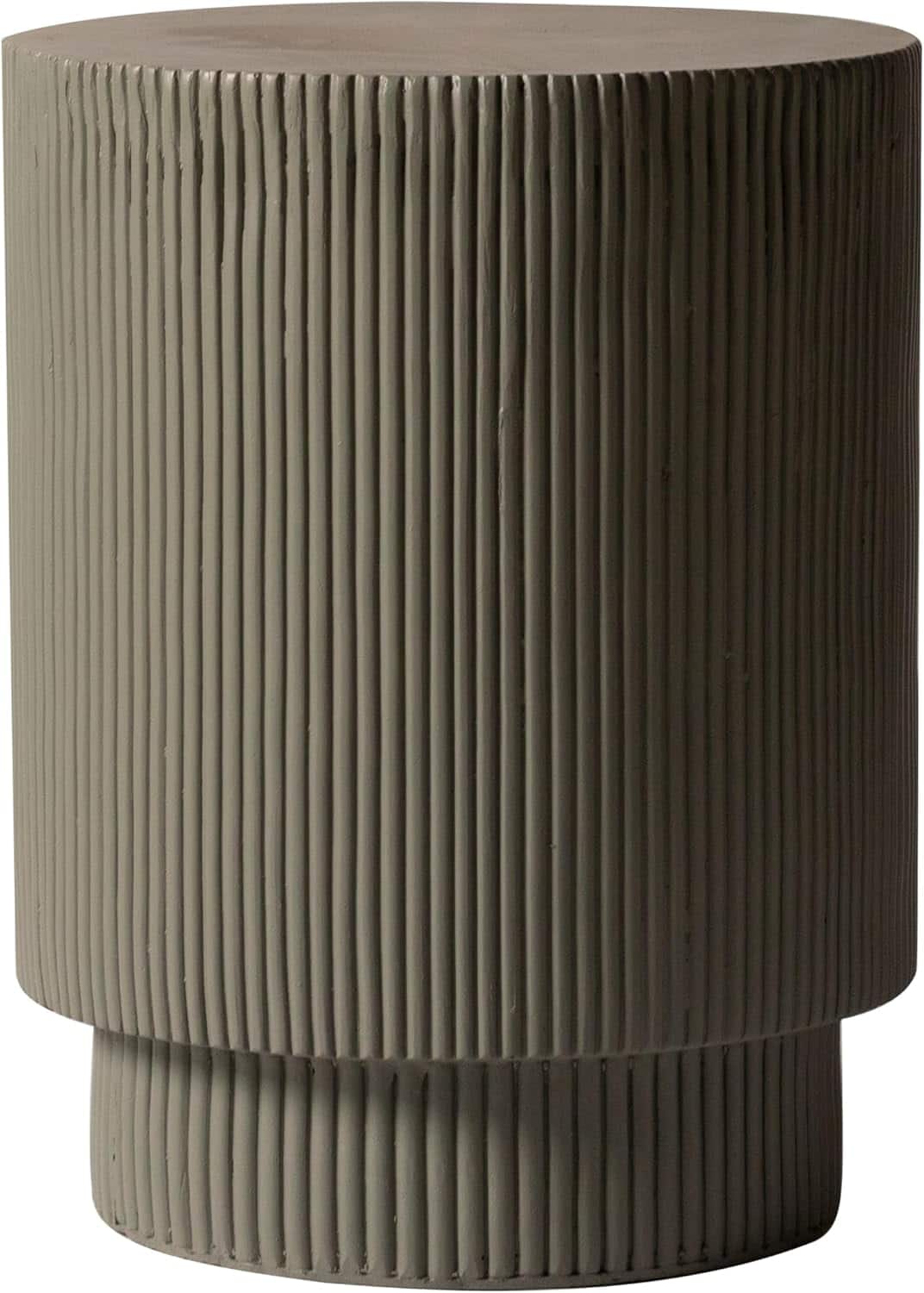 Front. LeisureMod - Eden Modern Stone Top Round Side Table, Indoor/Outdoor Weather Resistant Accent Table, Fully Assembled - Grey.