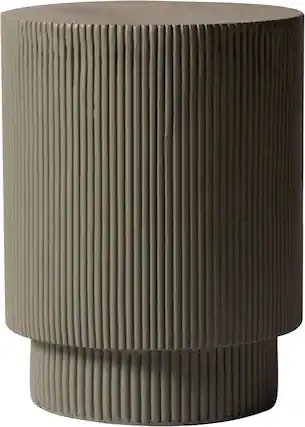 Front. LeisureMod - Eden Modern Stone Top Round Side Table, Indoor/Outdoor Weather Resistant Accent Table, Fully Assembled - Grey.