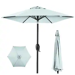Best Choice Products - 7.5ft Heavy-Duty Outdoor Market Patio Umbrella w/ Push Button Tilt, Easy Crank - Baby Blue
