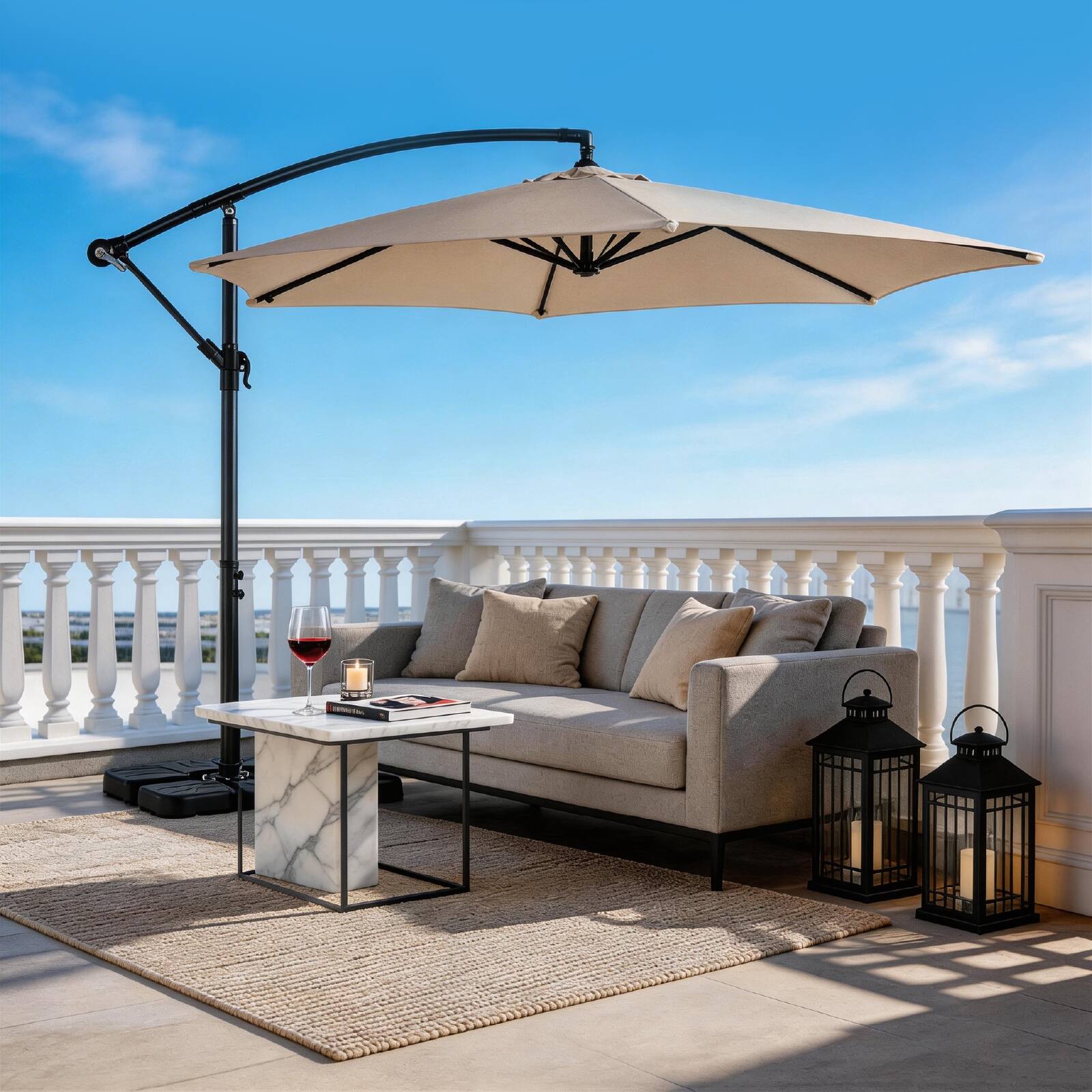 Angle. Winado - 10 ft Cantilever Patio Umbrella, Offset Cantilever Outdoor Umbrella  Easy Crank & Tilt Adjustment for Backyard.