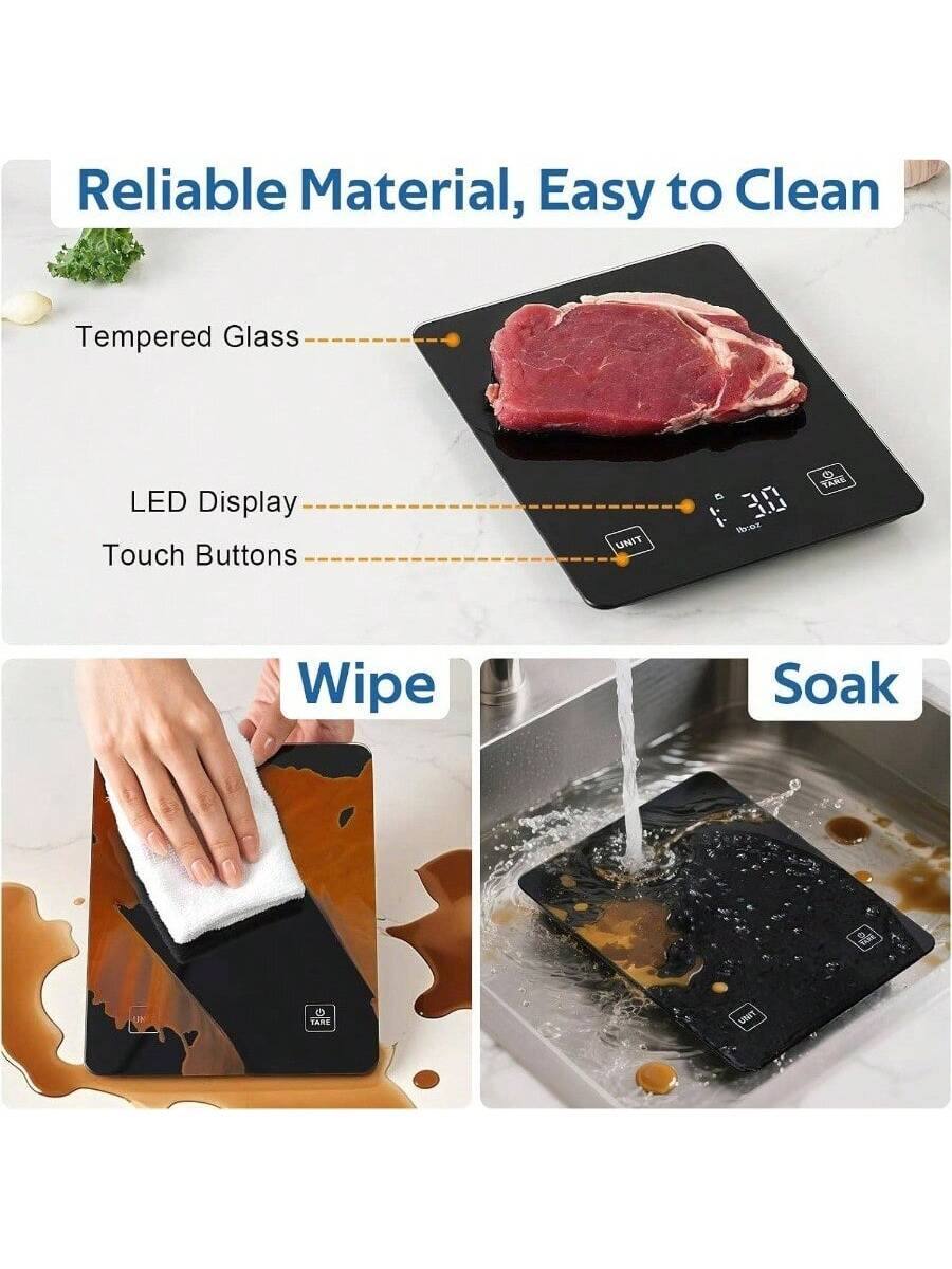 Reliable Material, Easy to Clean

- Tempered Glass
- LED Display
- Touch Buttons

Wipe

Soak