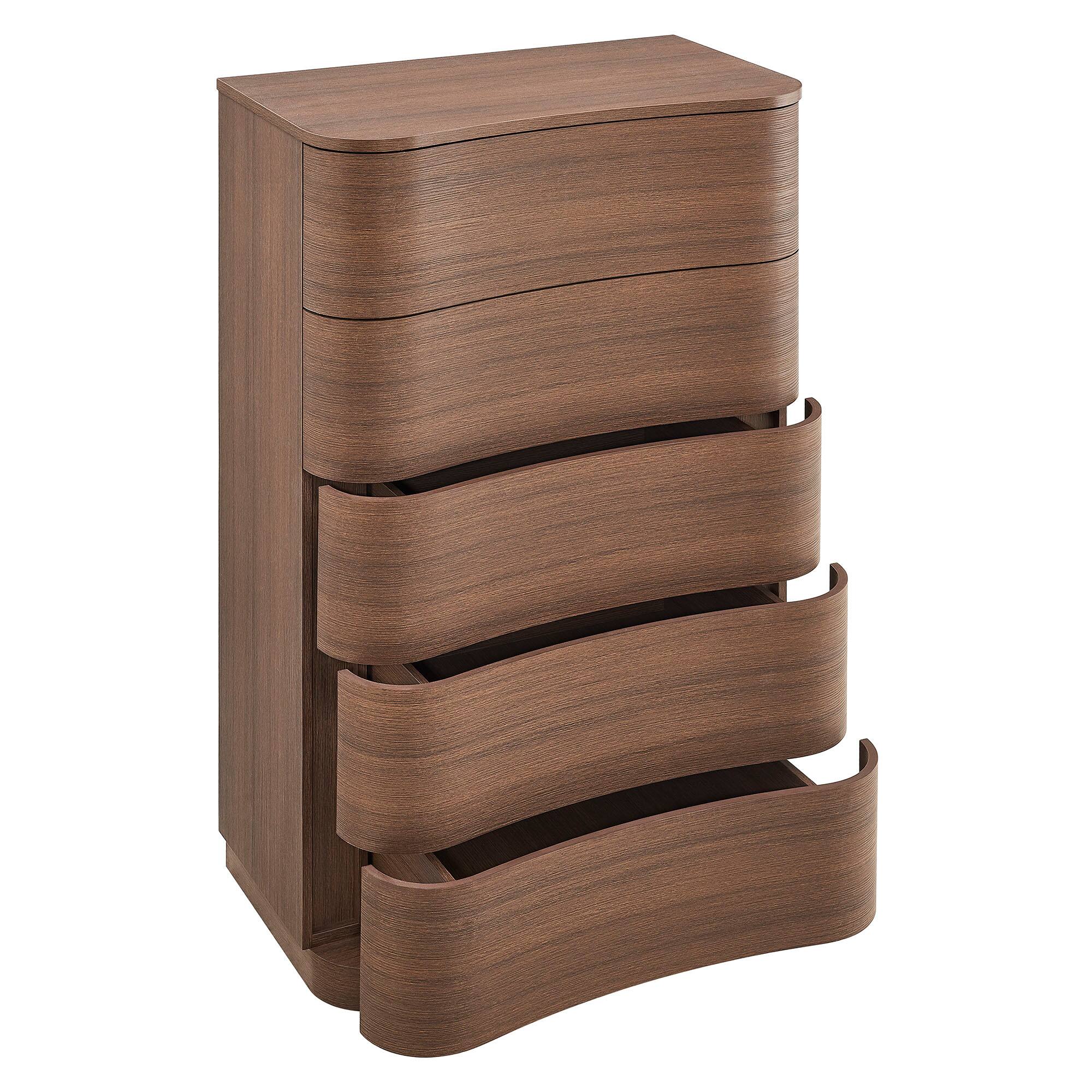 Alt View 2. Modway - Mirae 5-Drawer Curved Dresser Chest of Drawers by Modway - Brushed Brown Oak.