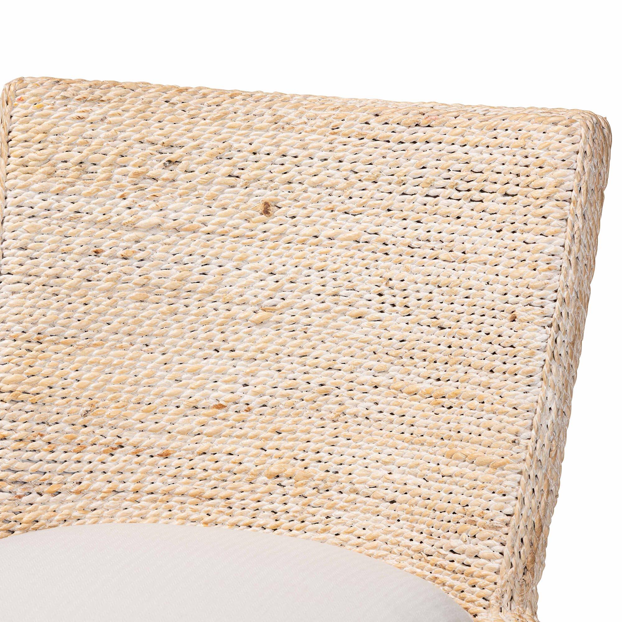 Alt View 1. bali & pari - Ridley Seagrass Dining Chair with Mahogany Wood Frame - Accent Chair with Woven Square Back and Cushioned Seat - White Wash.