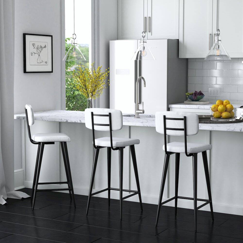 Alt View 4. Butler Specialty - Saddle Leather Rectangular 26" Counter Stool - White.