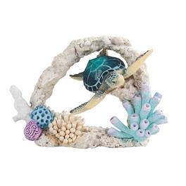 FC Design - 7"W Sea Turtle Swimming Around Coral Figurine Statue Office Desk Tabletop Home Decor Gift - Multi-Color