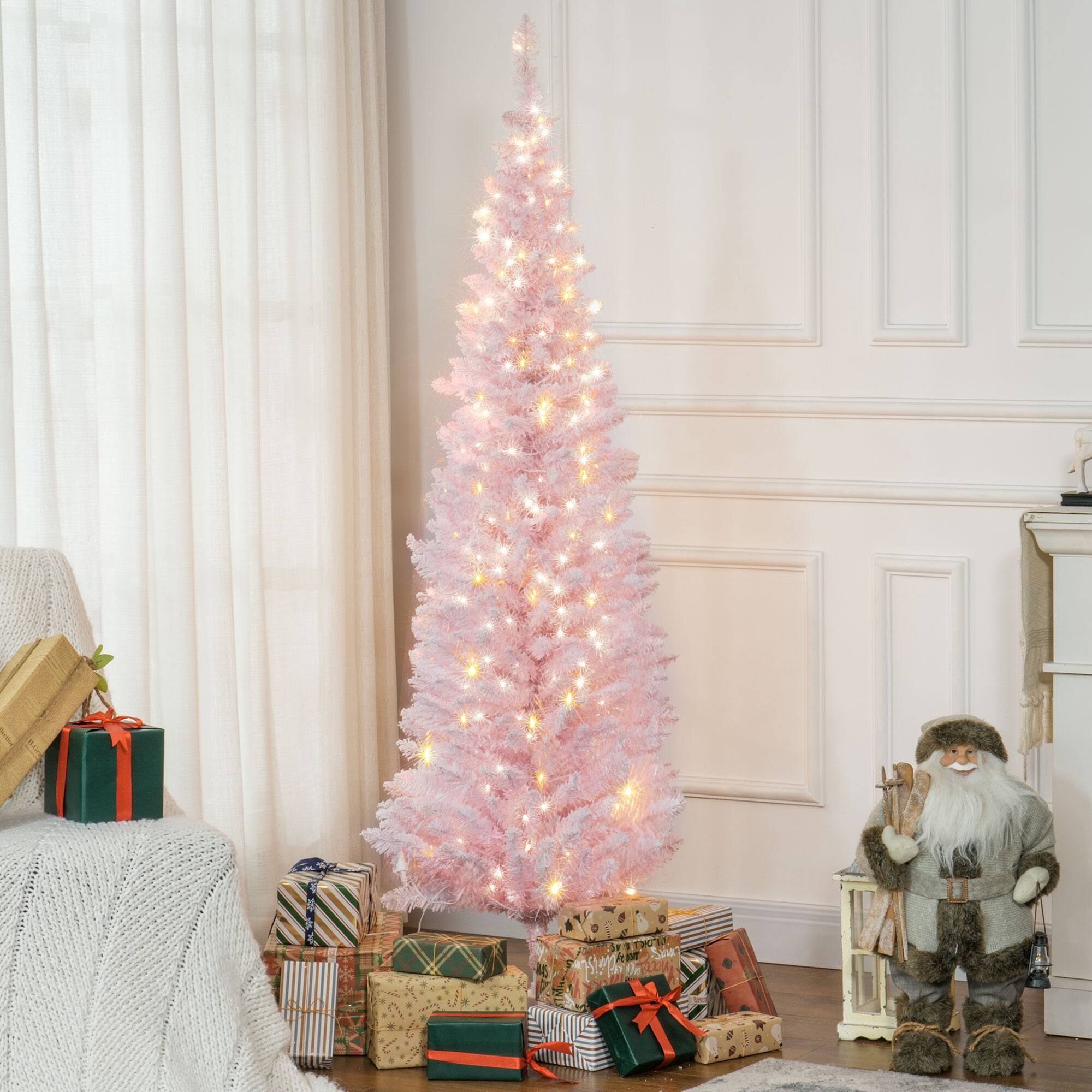 Alt View 1. Homcom - Pencil Christmas Tree - pink.