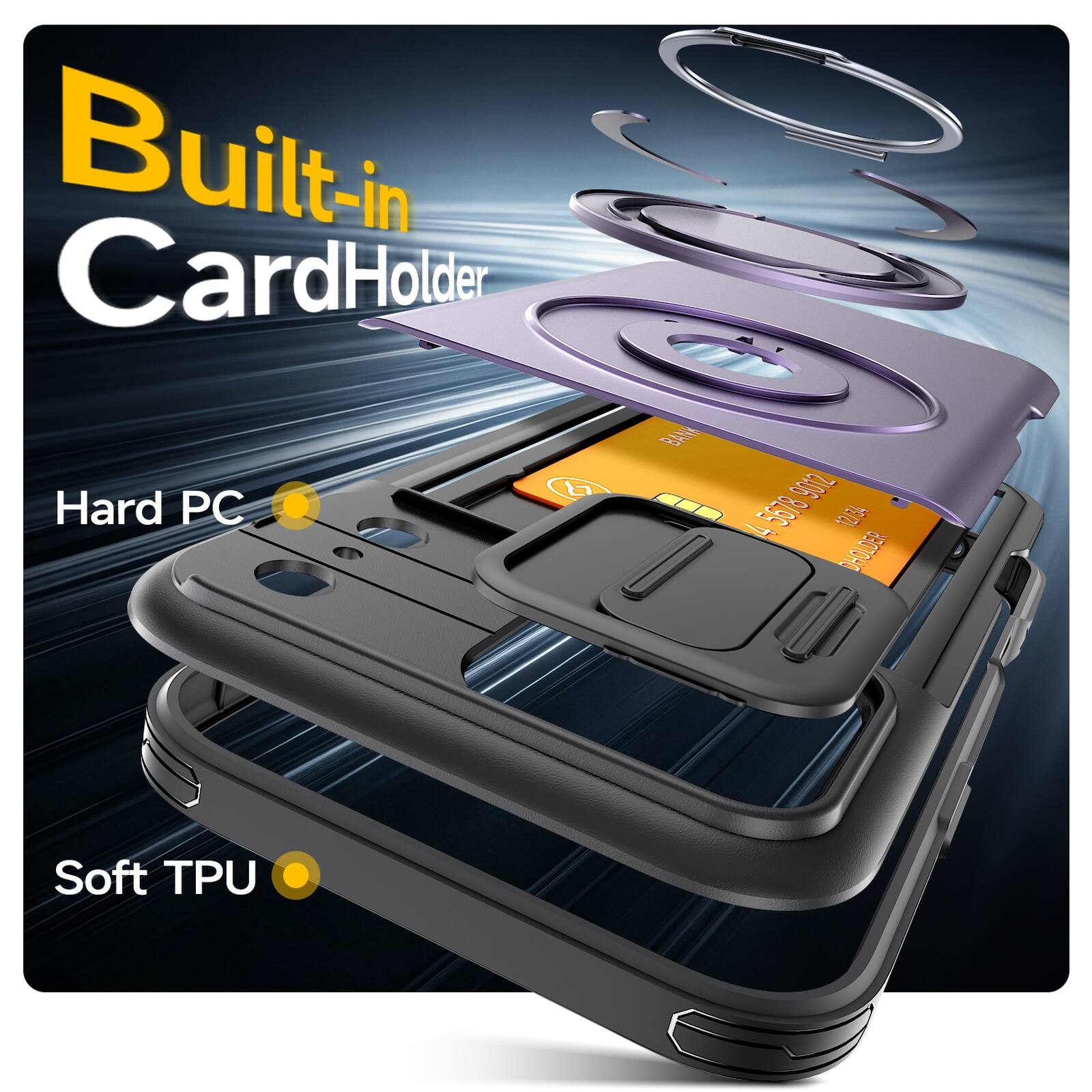 Built-in Card Holder  
Hard PC  
Soft TPU