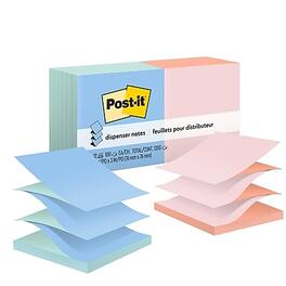 Post-it - Pop-up Notes, 3" x 3", Beachside Café Collection, 90 Sheet/Pad, 12 Pads/Pack - Canary Yellow, Fresh Mint, Papaya Fizz, Pink Salt