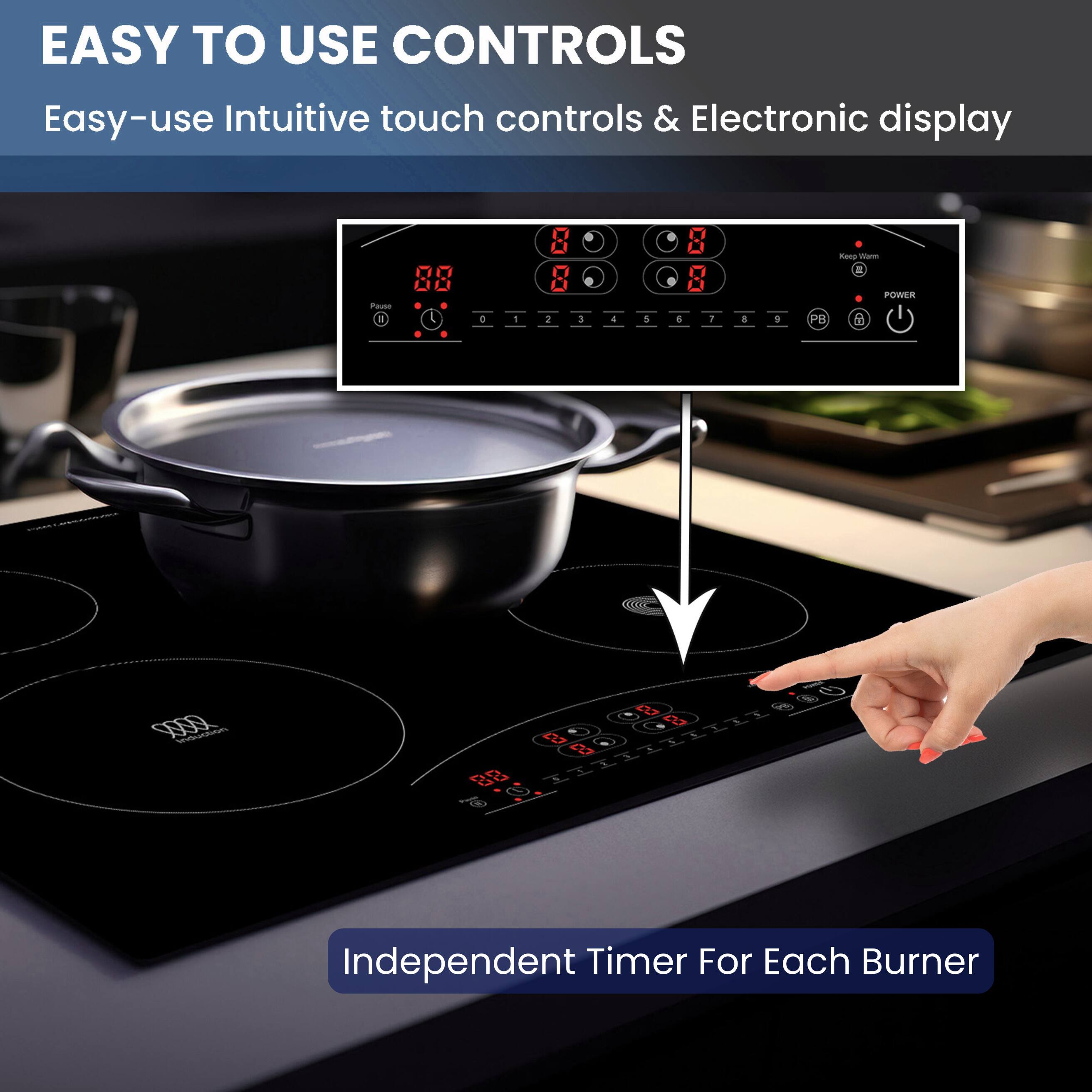 EASY TO USE CONTROLS

Easy-use Intuitive touch controls & Electronic display

Independent Timer For Each Burner