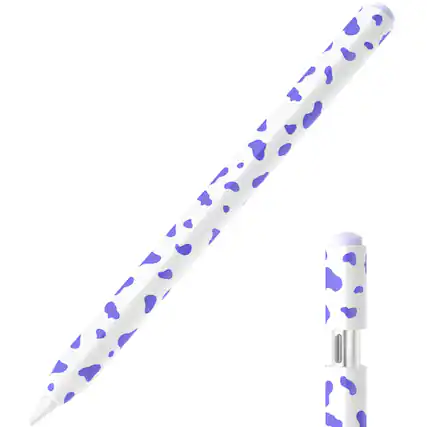 Front. Stock Preferred - Cow-Print Silicone Case for Apple Pencil 2nd Gen. - Purple - Purple.